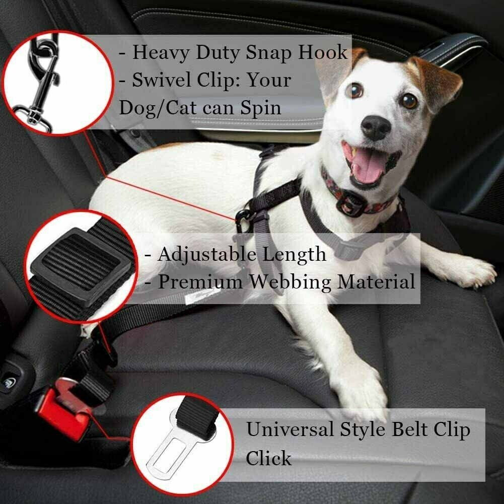 2 Pack Cat DOG PET Safety Seatbelt Car Vehicle Seat Belt Adjustable Harness Lead